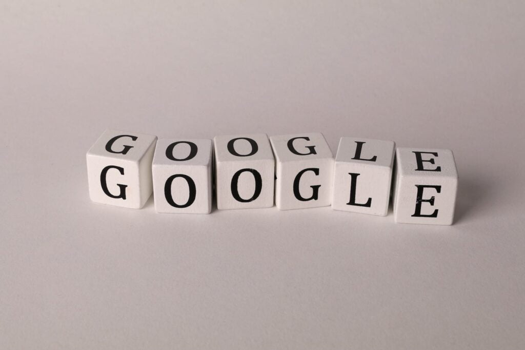 google spelled on letter cubes